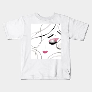 fashion chic girl line art illustration Kids T-Shirt